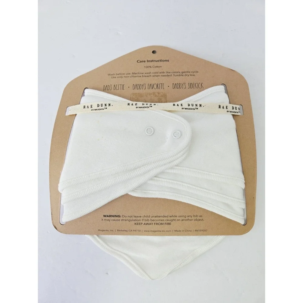 Rae Dunn  Baby Bib Set Dad's Bestie NEW set of 3 Bandana‎ Bibs